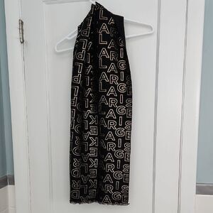 Karl Lagerfeld Paris Scarf Black and Gold Logo Scarf